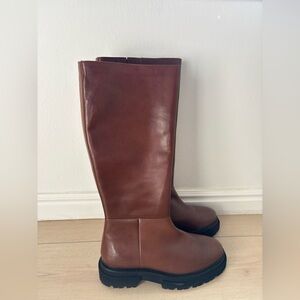 Seychelles Meet Me Halfway chunky tall boots size 8 brown leather